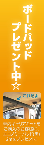 ボードパッドプレゼント中☆車内キャリアをご購入のお客様に、エコノミーパッド(黒)2mをプレゼント！